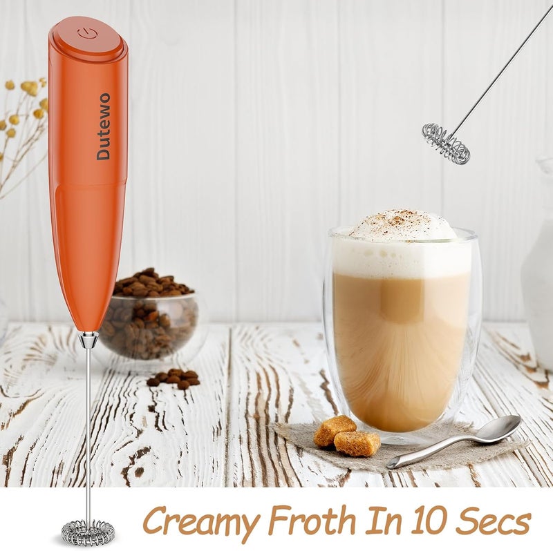 Dutewo Hand Mixer Milk Frother for Coffee - Frother Handheld Foam Maker for Lattes, Electric whisk Drink Mixer Mini Foamer for Cappuccino, Frappe, Matcha, Hot Chocolate, Red 178C - Image 2